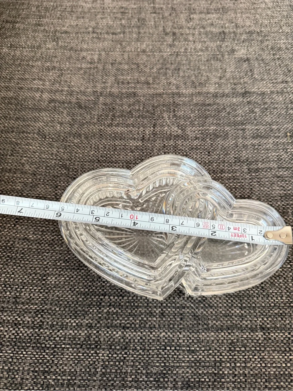 Clear Heart-Shaped Glass Trinket Dish - Clear vintage